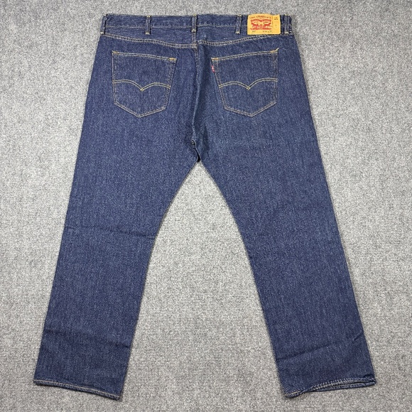 Levis 501 Men's 44x30 Straight Leg Button Fly Blue Dark Wash Denim Jeans 0599 - Picture 1 of 11